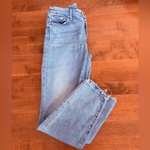 MOTHER Light Blue looker ankle  fray Jeans 26 cropped